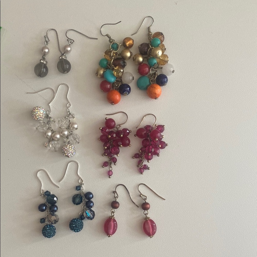 Lot of Multicolor Beaded Earrings (6 pairs)